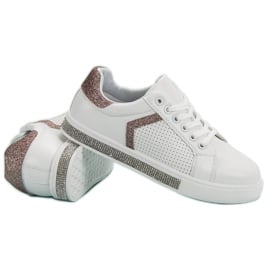 Ideal Shoes Buty Sportowe Z Cyrkoniami białe 6
