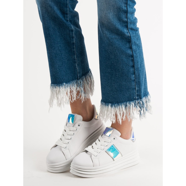 SHELOVET Białe Obuwie Na Platformie 2