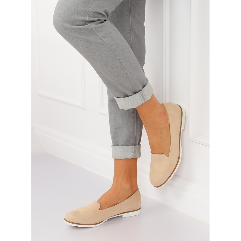 Mokasyny lordsy beżowe MM50188 Apricot beżowy 1