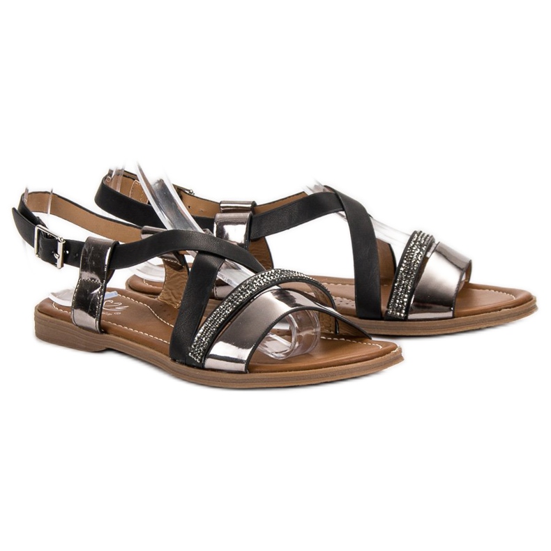 Small Swan Sandały Z Kryształkami czarne 1