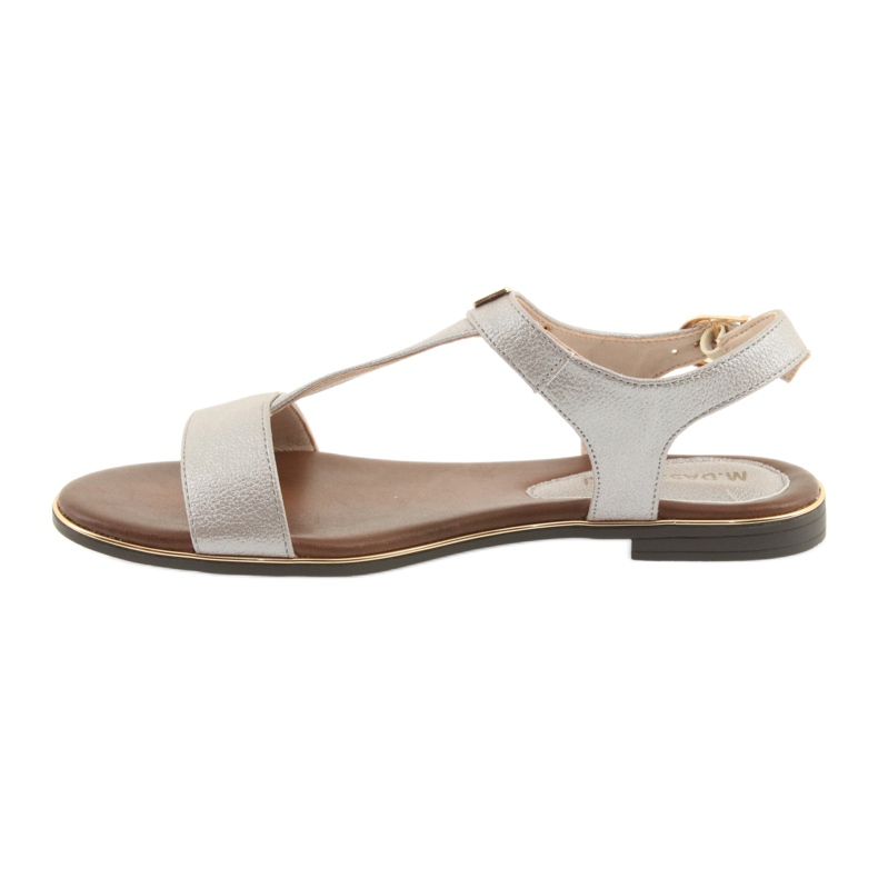 M.Daszyński Sandały płaski obcas Daszyński 1583 perlisty beż brązowe szare 2