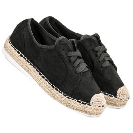 Ideal Shoes Sznurowane Espadryle czarne 1