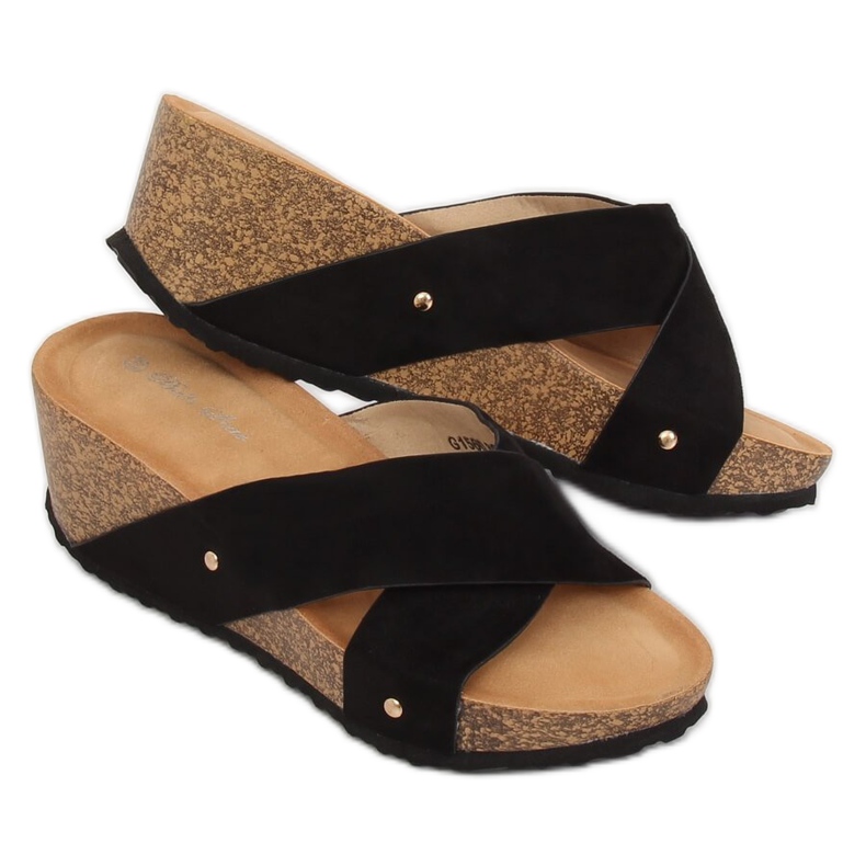 Klapki na koturnie czarne G1560 Black 2