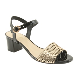 Espinto Sandały na słupku black/gold czarne żółte 1