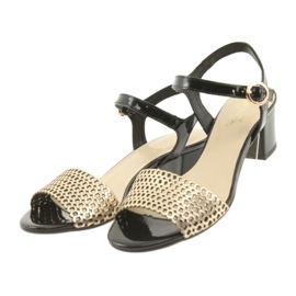 Espinto Sandały na słupku black/gold czarne żółte 3
