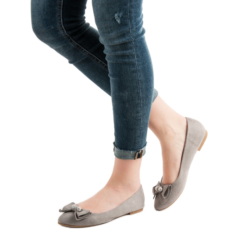 Super Mode Baleriny Z Kokardką szare 1