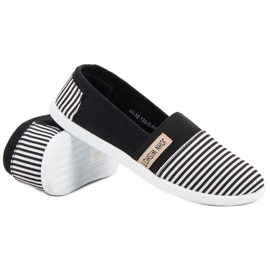 SHELOVET Slipony W Paski czarne 1