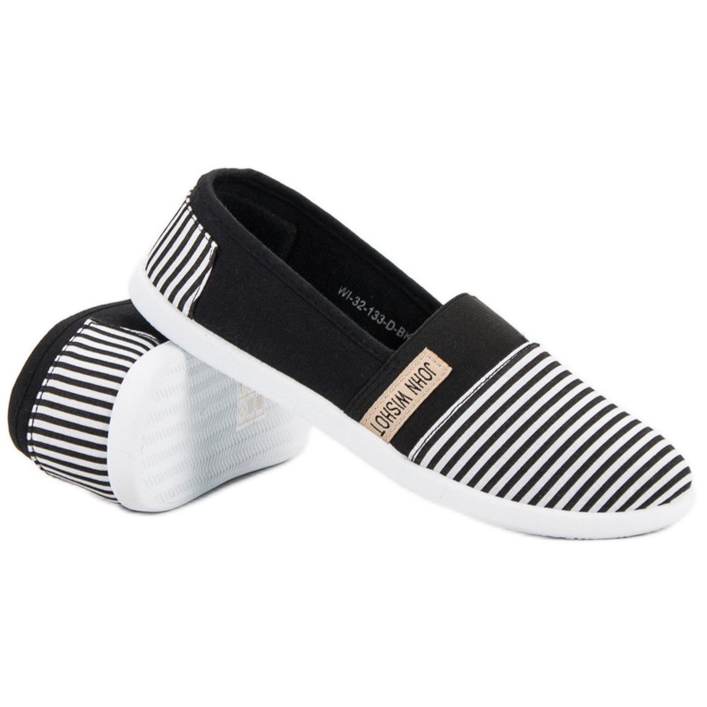 SHELOVET Slipony W Paski czarne 1