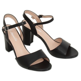 Sandałki na obcasie czarne FZ583 Black 2