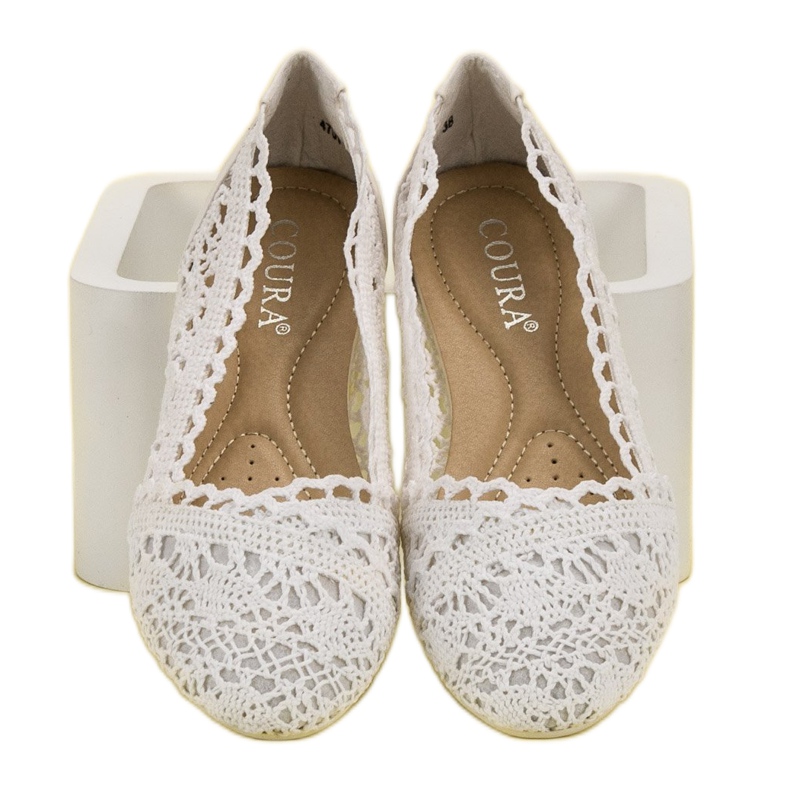 Coura Białe Koronkowe Baleriny 1