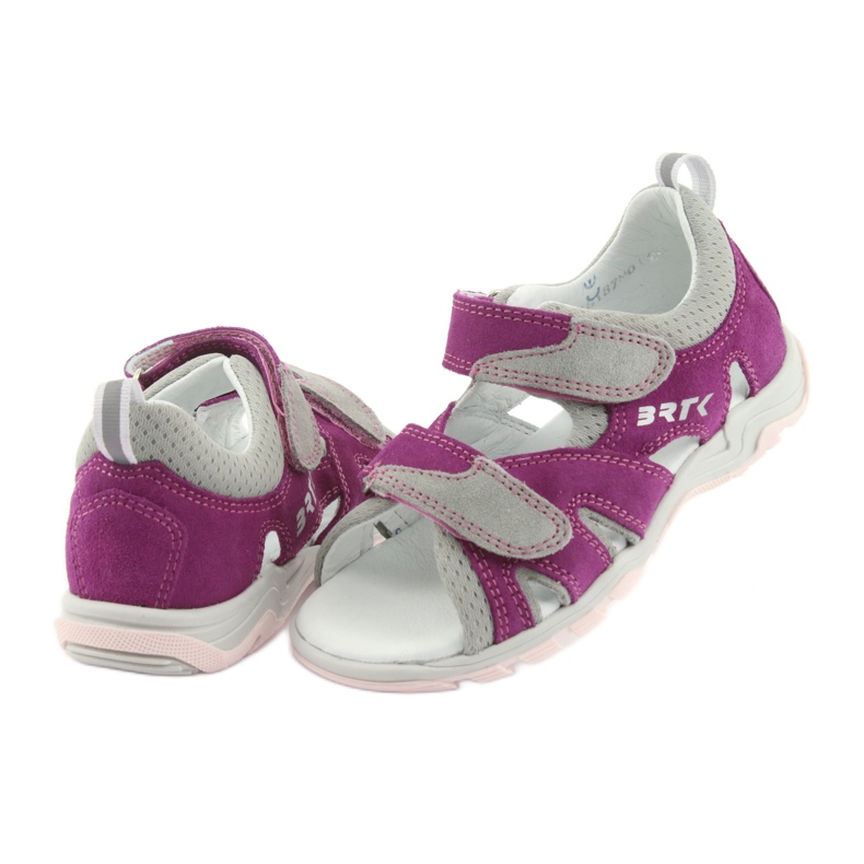 Sandałki Na Rzepy Bartek 16187 różowe/szare 4