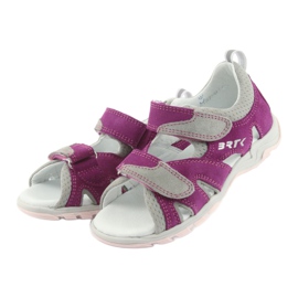 Sandałki Na Rzepy Bartek 16187 różowe/szare 3