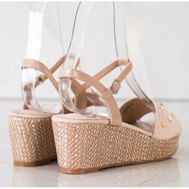 Aclys Casualowe Sandały Na Koturnie brązowe 1