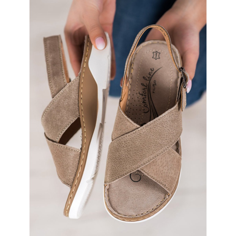 Filippo Skórzane Sandały Na Platformie brązowe 1