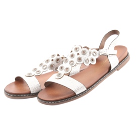 Sergio Leone Sandały damskie białe szare 3