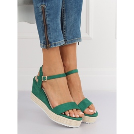 Sandałki na koturnie espadryle zielone LY9109 Green 1