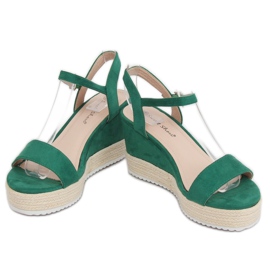 Sandałki na koturnie espadryle zielone LY9109 Green 2