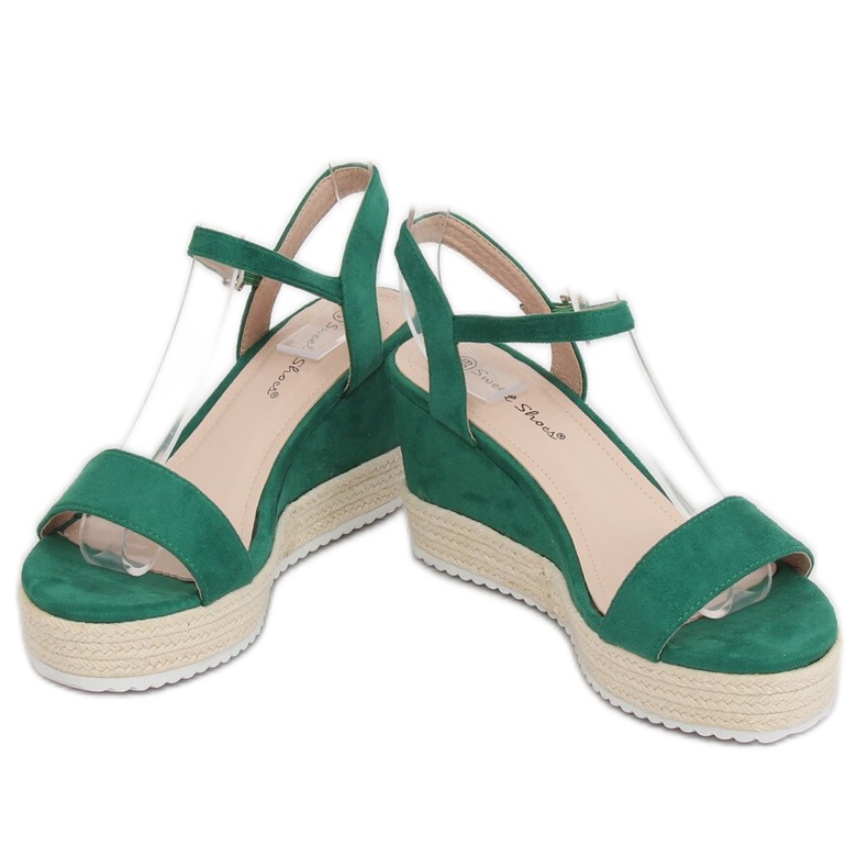 Sandałki na koturnie espadryle zielone LY9109 Green 2