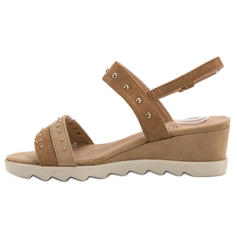 Kylie Sandałki Z Dżetami brązowe 2