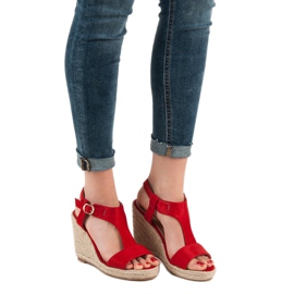 Anesia Paris Modne Sandały Na Koturnie czerwone 2