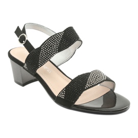 Sergio Leone Sandały na słupku SK795 czarne z cyrkoniami 1