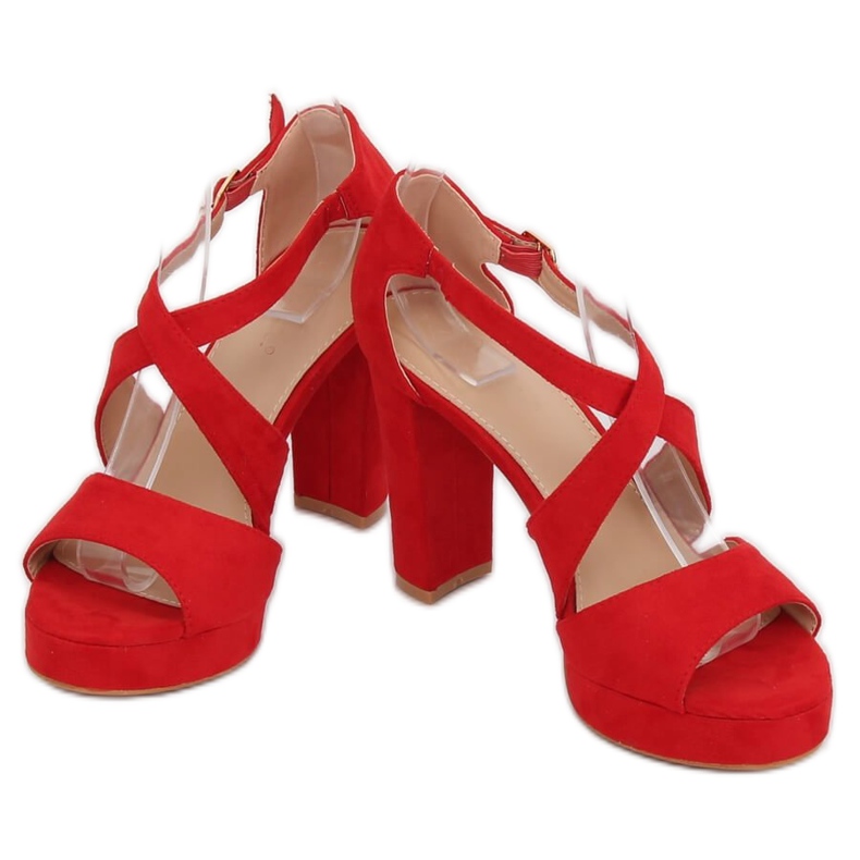 Sandałki na platformie czerwone VV-23 Red 1