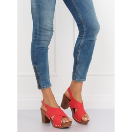 Sandałki ala drewniaki czerwone D-131 Red 1