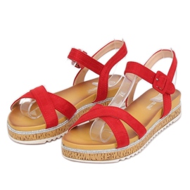 Sandałki damskie czerwone Y1521 Red 3