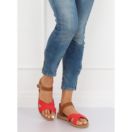 Sandałki damskie czerwone 999 Red 2