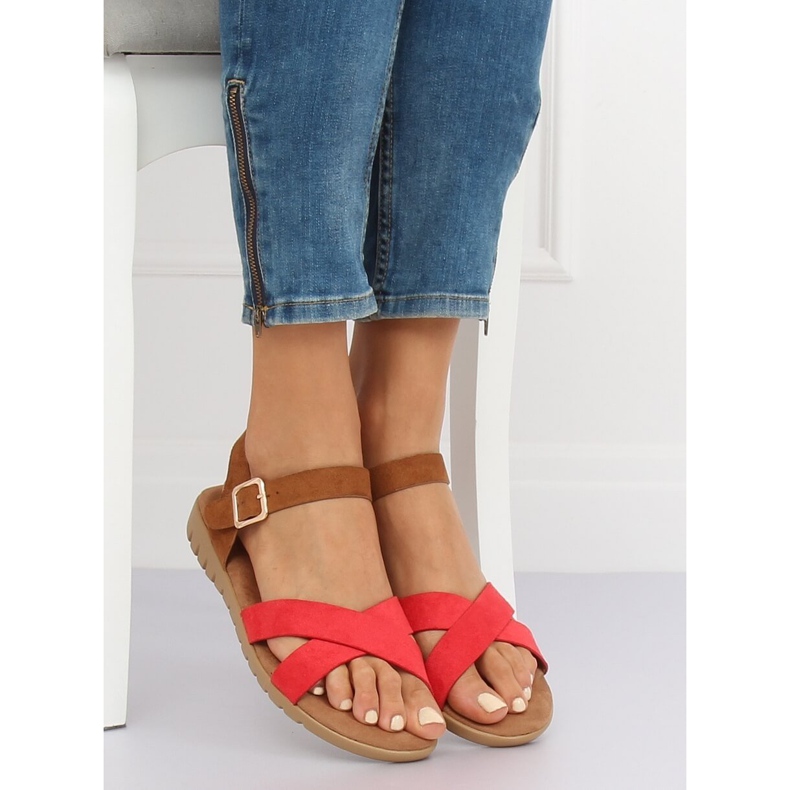 Sandałki damskie czerwone 999 Red 1