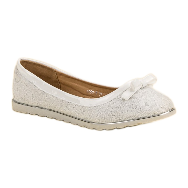 SHELOVET Baleriny Z Koronką białe 1
