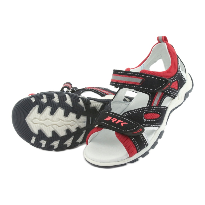 Bartek Skórzane sandałki chłopięce rzepy19176 granatowo-czerwone niebieskie 5