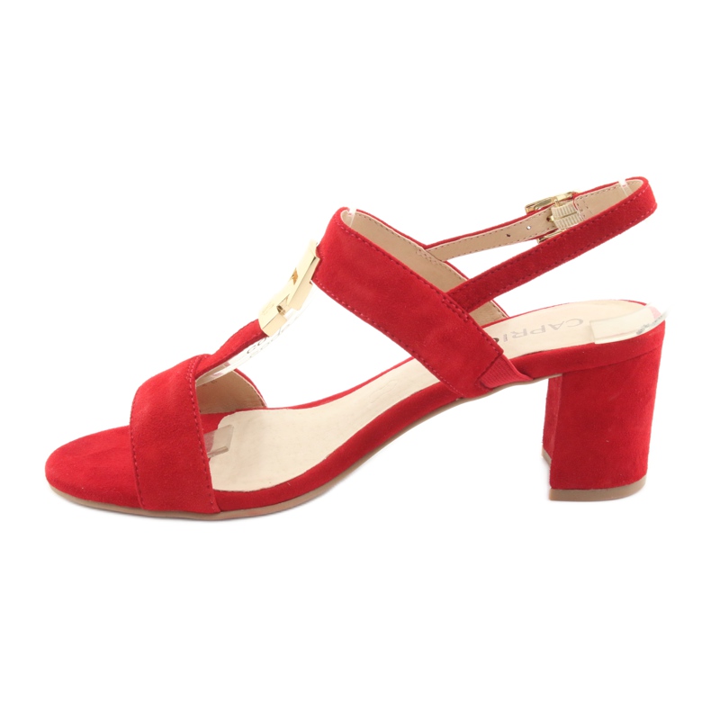 Sandały na słupku czerwone Caprice 28303 2