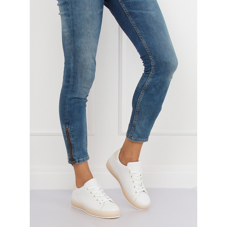 Trampki damskie biało-beżowe 9118 Beige białe brązowe 1