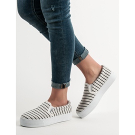 SHELOVET Białe Slipony W Paski 1
