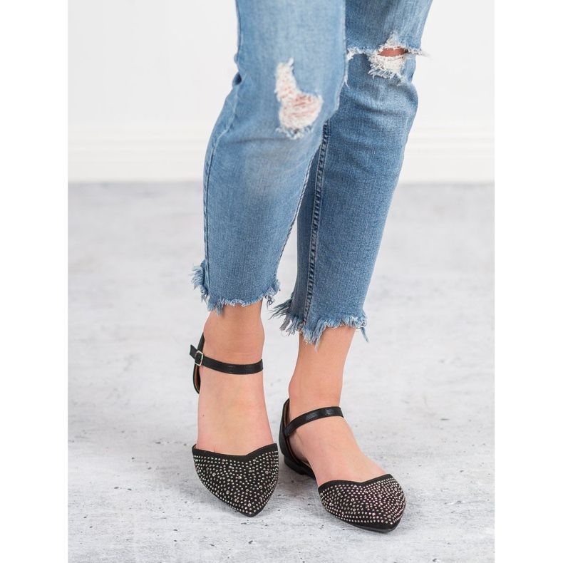 Primavera Zapinane Baleriny Z Cyrkoniami czarne 1