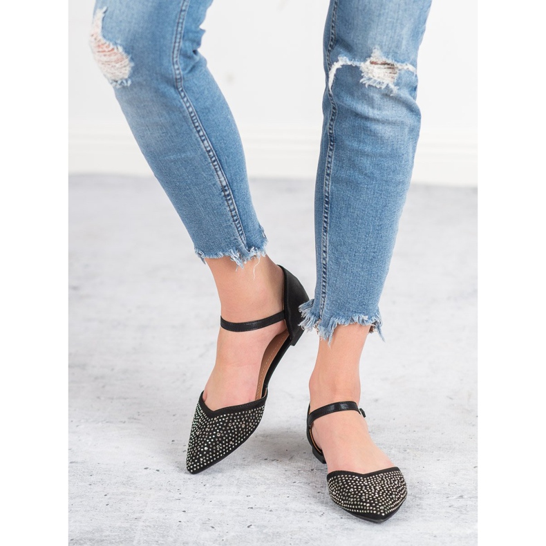 Primavera Zapinane Baleriny Z Cyrkoniami czarne 2