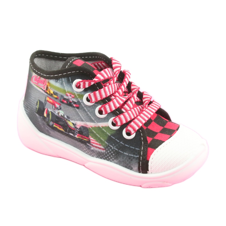 Befado obuwie dziecięce 218P050 czarne szare czerwone 1