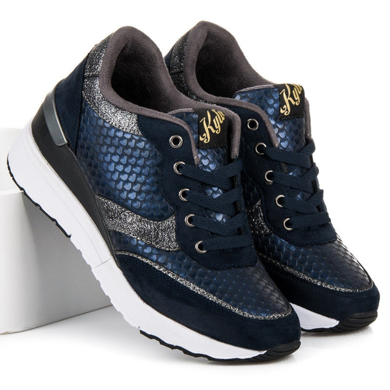 Kylie Granatowe Buty Ze Wzorem niebieskie 1