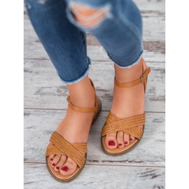 SHELOVET Camelowe Sandałki brązowe 2