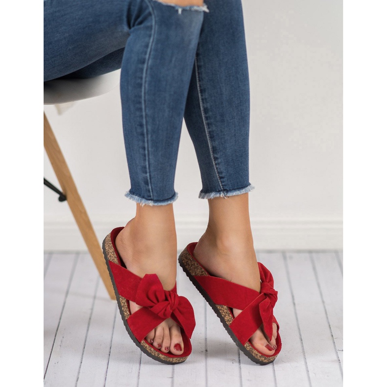 Cm Paris Zamszowe Klapki czerwone 2