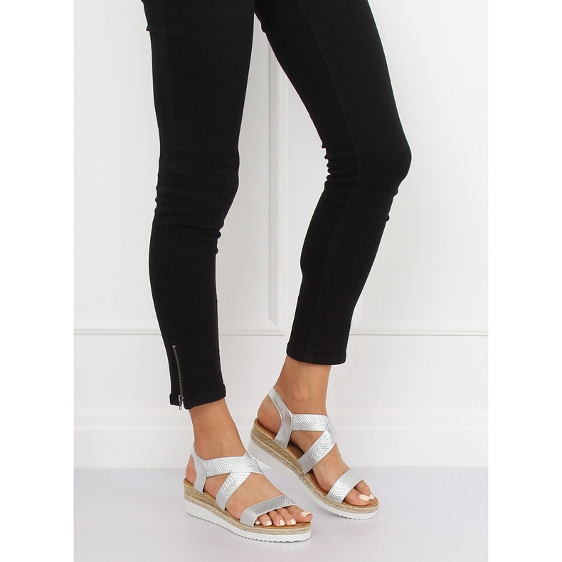 Sandałki damskie srebrne S81 Silver szare 1