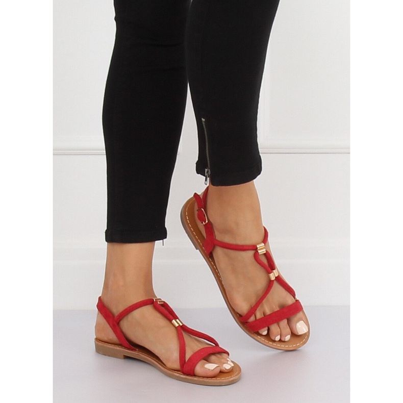 Sandałki damskie czerwone L520 Red 1