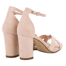 Ideal Shoes Sandałki Na Słupku brązowe 2