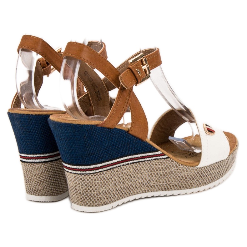 Goodin Modne Sandałki białe brązowe 1