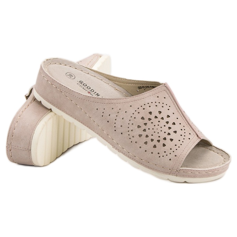 Goodin Ażurowe Klapki brązowe 1