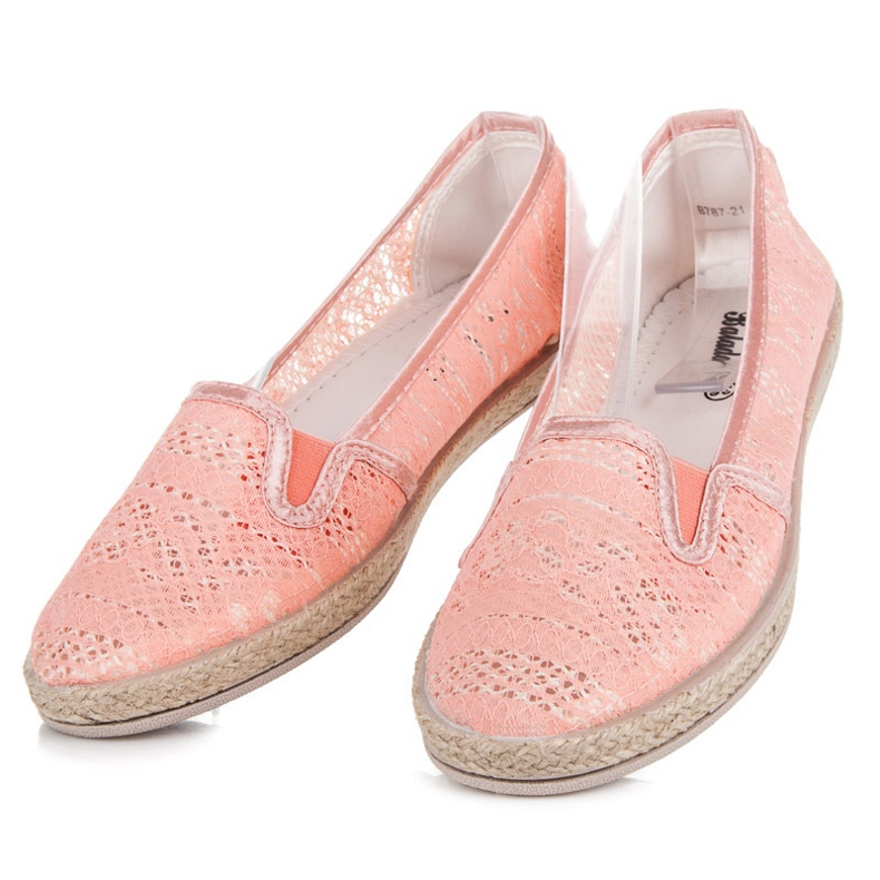 Balada Koronkowe Espadryle Slip On pomarańczowe 1