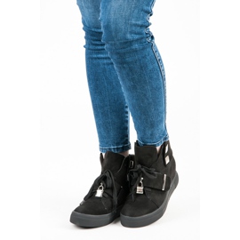 Seastar Zamszowe Trampki Na Koturnie czarne 1