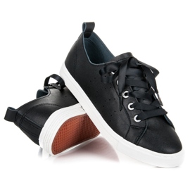 Kylie Czarne Trampki Wiązane Wstążką 2