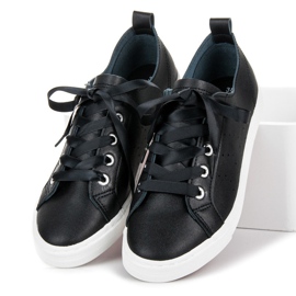 Kylie Czarne Trampki Wiązane Wstążką 1